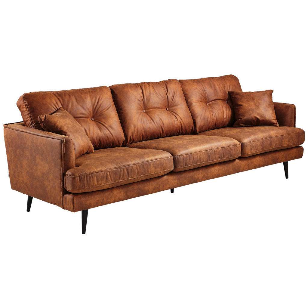 Carryhome DREISITZER-SOFA Lederlook Braun