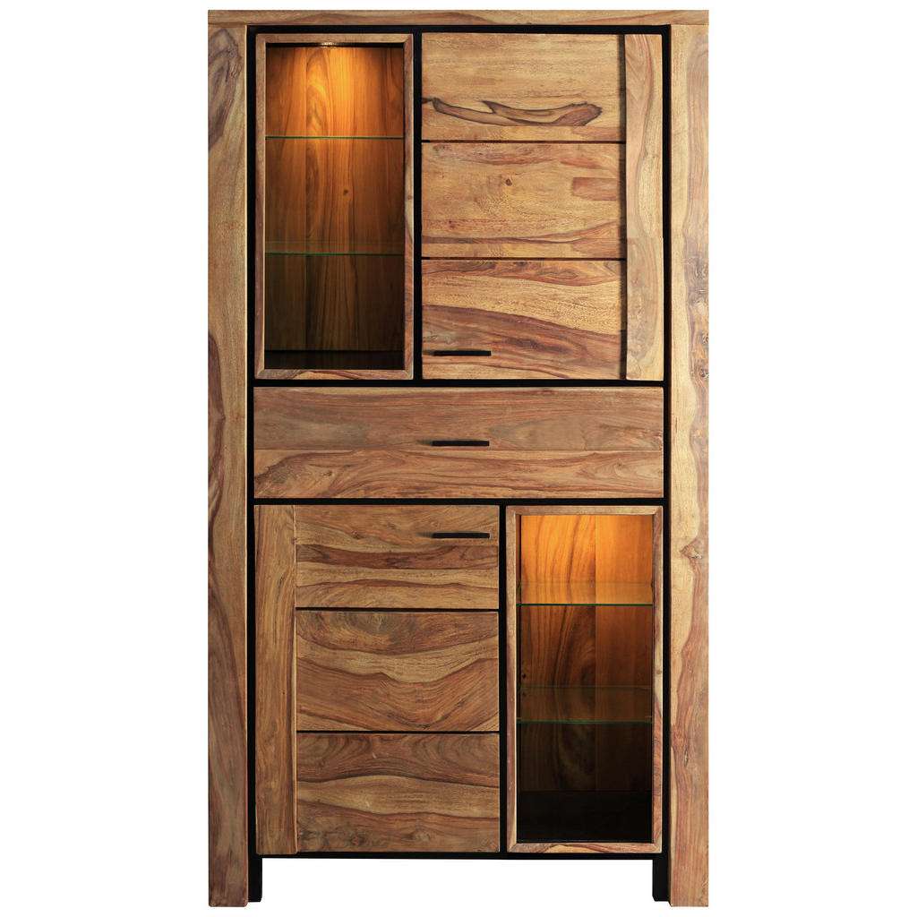 Landscape VITRINE Sheesham massiv Braun