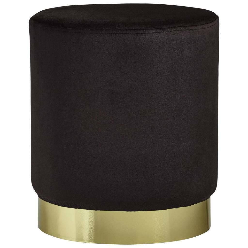 Xora HOCKER Samt Schwarz, Gold