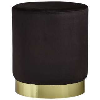 Xora HOCKER Samt Schwarz, Gold
