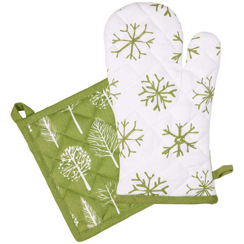 Esposa TOPFLAPPEN UND HANDSCHUH, Weiß, Olivgrün