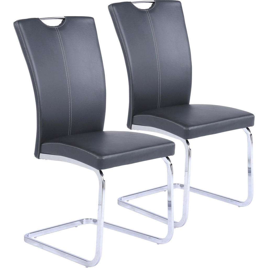 Xora SCHWINGSTUHL-SET Lederlook Grau, Silber