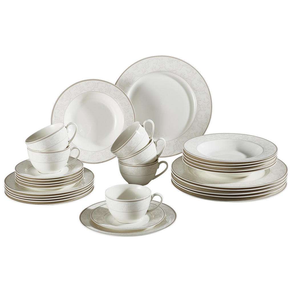 Ritzenhoff Breker Fine China KOMBISERVICE 30-teilig, Weiß, Beige