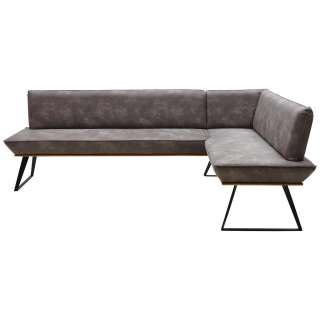 Voleo ECKBANK Lederlook Eiche massiv Weiß, Braun