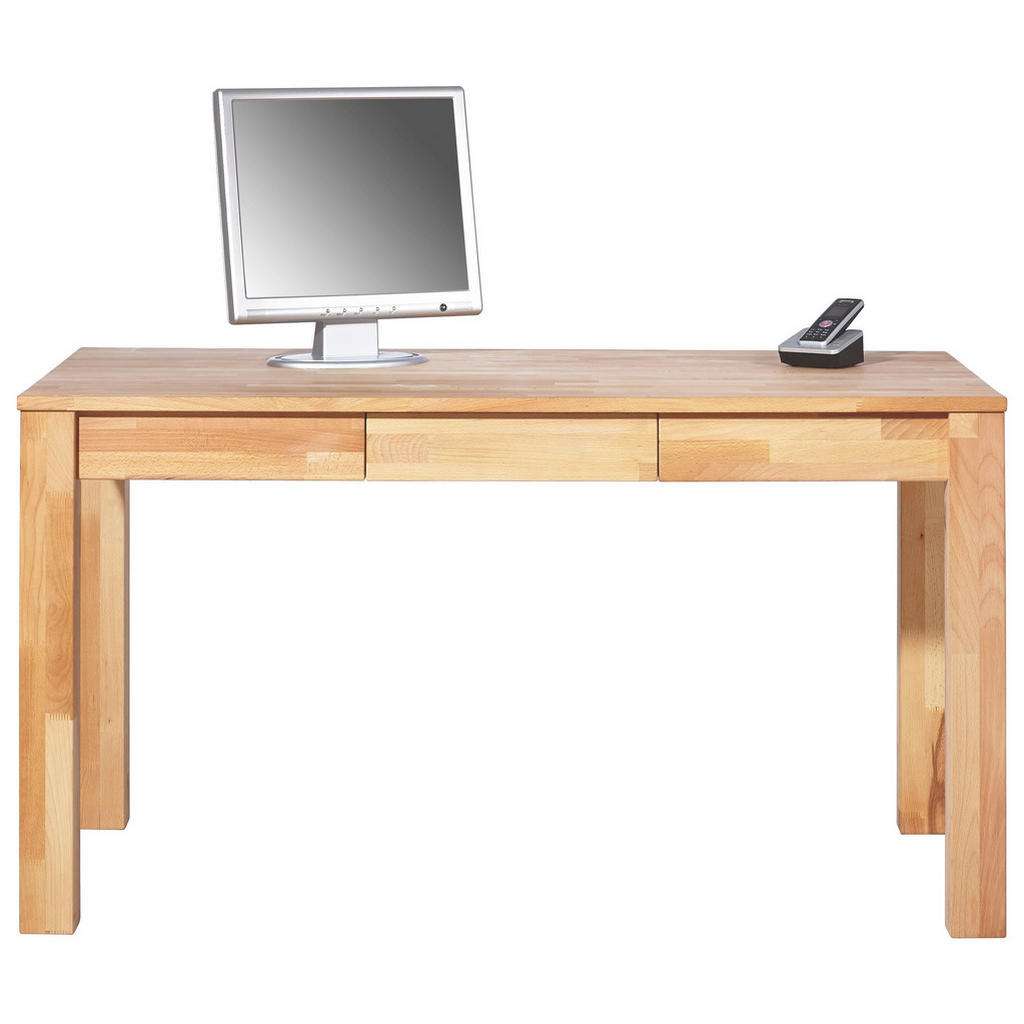 Carryhome SCHREIBTISCH Kernbuche massiv Braun