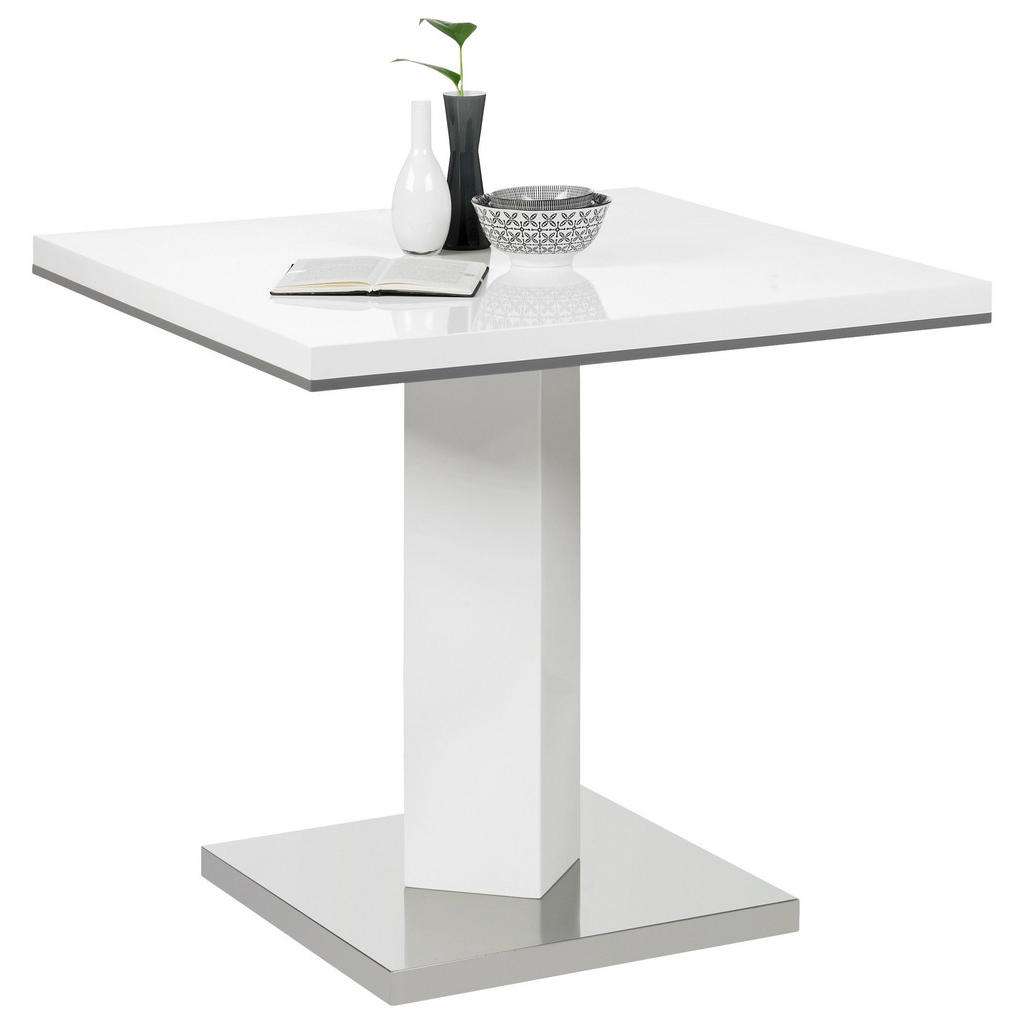 Carryhome ESSTISCH quadratisch Weiß, Silber