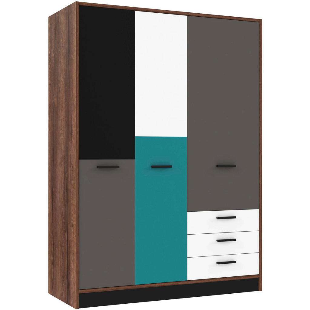 Carryhome KLEIDERSCHRANK 3-türig Mehrfarbig, Braun