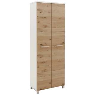 Dieter Knoll GARDEROBENSCHRANK Balkeneiche furniert lackiert Weiß, Braun