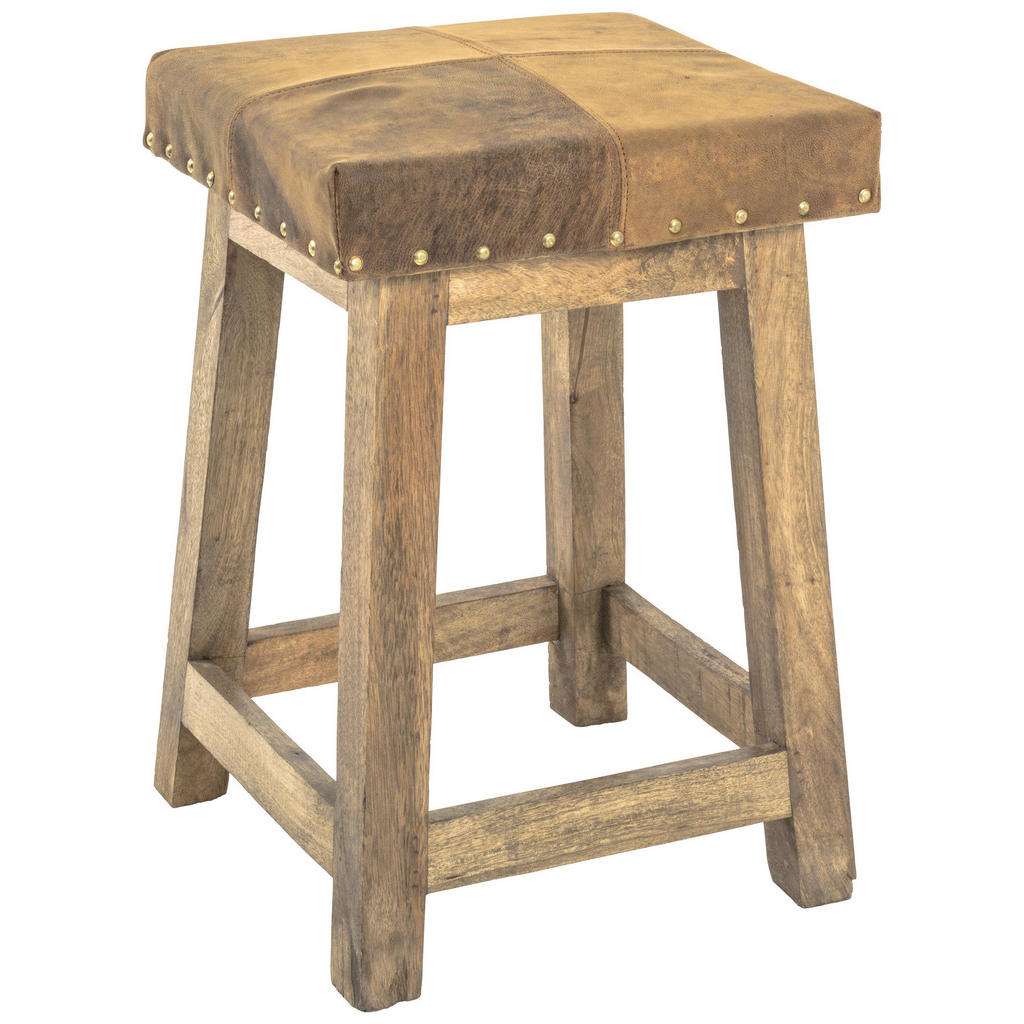 XXXL HOCKER Echtleder massiv Braun, Mehrfarbig, Braun