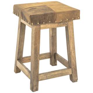 XXXL HOCKER Echtleder massiv Braun, Mehrfarbig, Braun