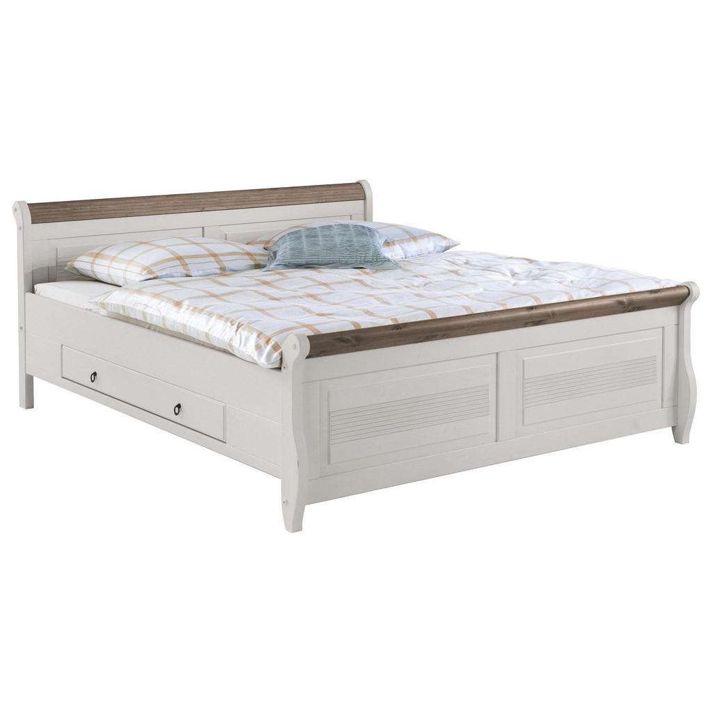Carryhome BETT Kiefer massiv 180/200 cm, Weiß