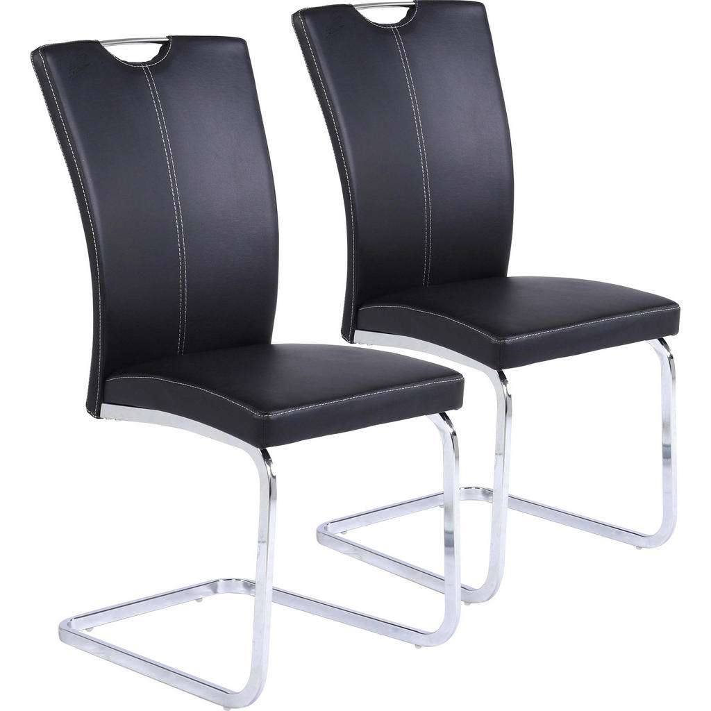 Xora SCHWINGSTUHL-SET Lederlook Schwarz, Silber