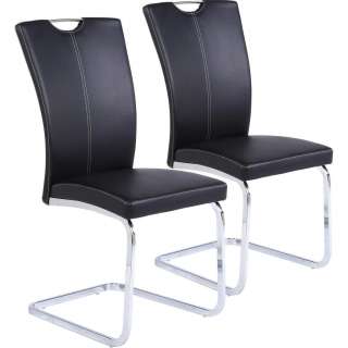 Xora SCHWINGSTUHL-SET Lederlook Schwarz, Silber