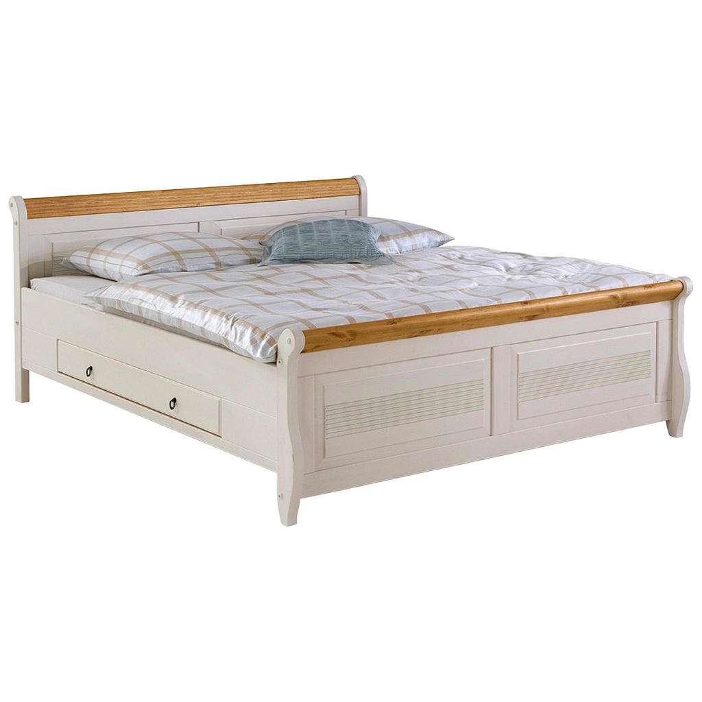 Carryhome BETT Kiefer massiv 180/200 cm, Weiß