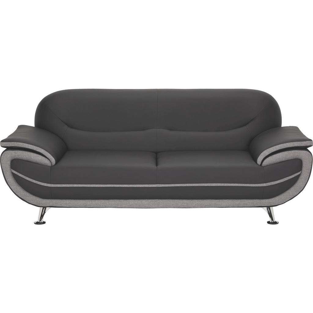 Ti`me DREISITZER-SOFA Lederlook, Webstoff Weiß