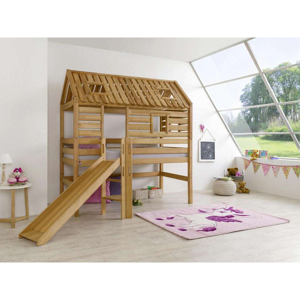 XXXL SPIELBETT Buche massiv 90/200 cm Mehrfarbig