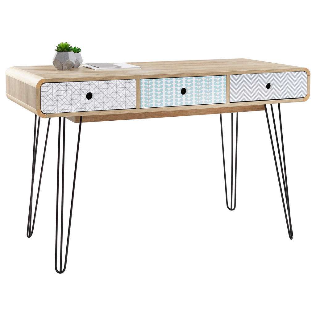 Carryhome SCHREIBTISCH Weiß, Braun, Grün