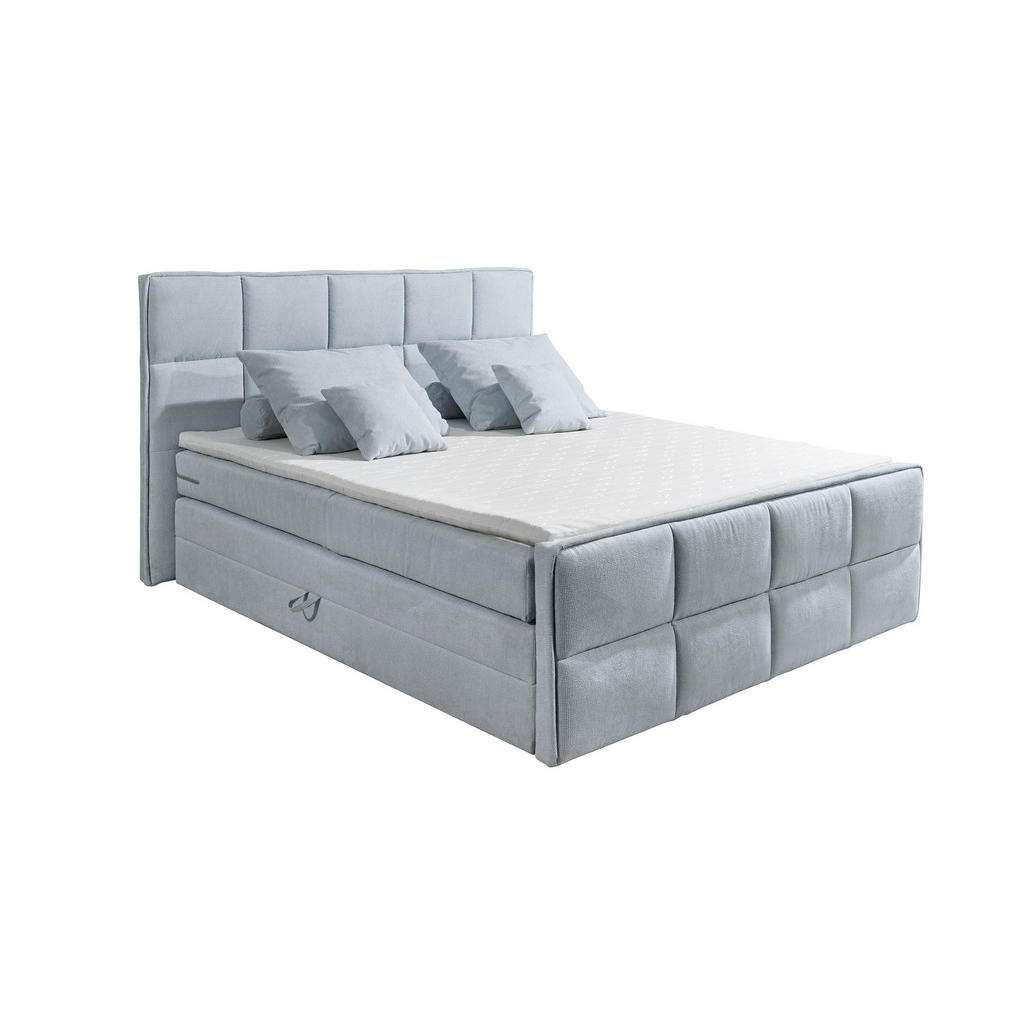 Esposa BOXSPRINGBETT Webstoff 180/200 cm INKL. Matratze, Bettkasten, Topper, Blau