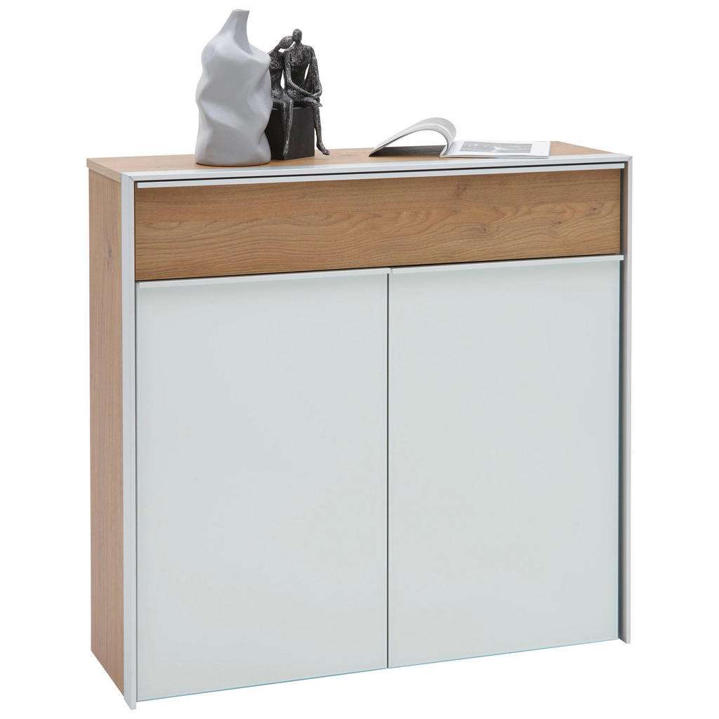 Dieter Knoll SCHUHSCHRANK Eiche Weiß, Braun, Silber