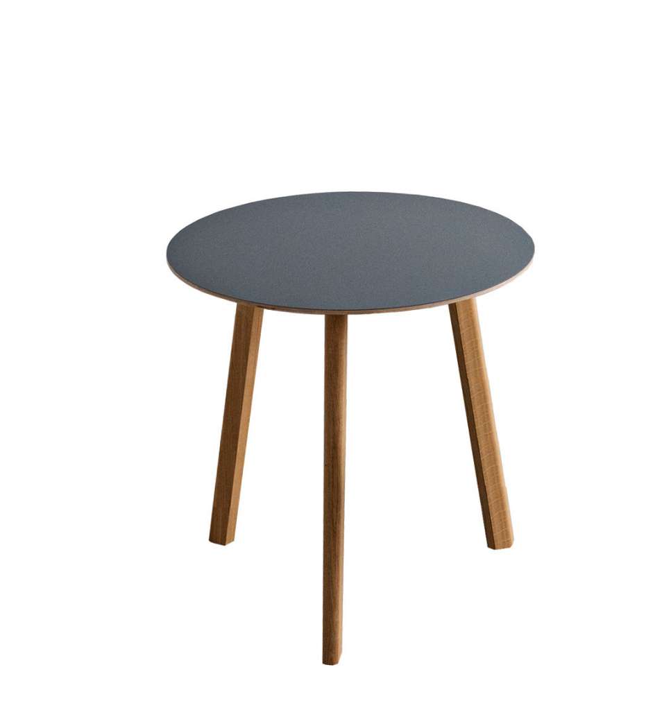 HAY - Copenhague Deux CPH 220 Tisch - Platte dunkelgrau - Gestell Buche Natur - Ø 75 cm - indoor