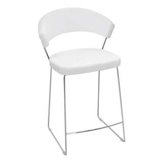 XXXL BARHOCKER Echtleder Weiß, Silber