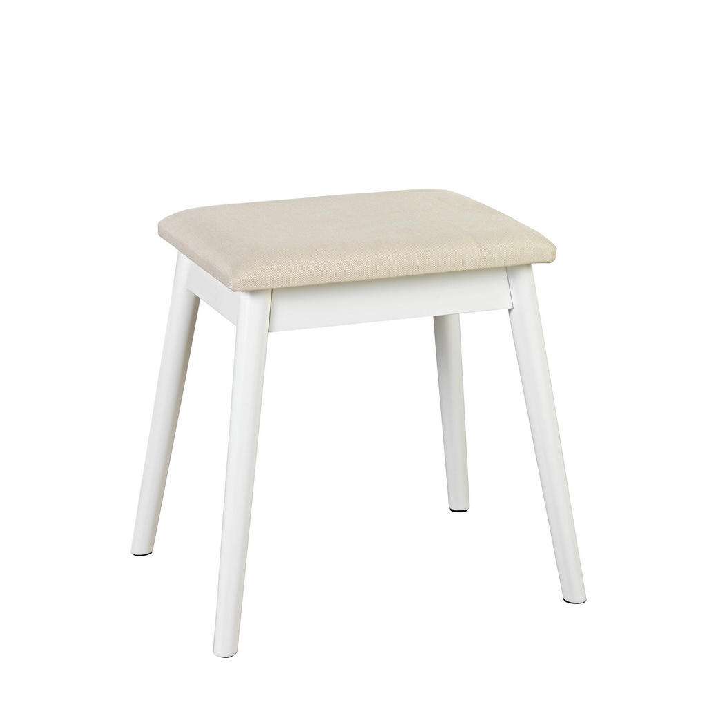 Carryhome HOCKER Kautschukholz Weiß, Beige
