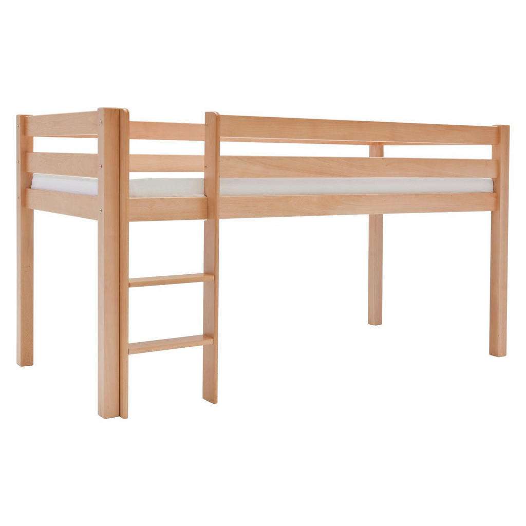 XXXL MITTELHOHES BETT Buche massiv 90/200 cm Braun