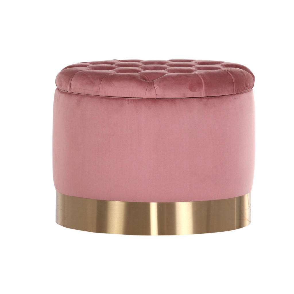 Carryhome HOCKER Samt Rosa, Gold