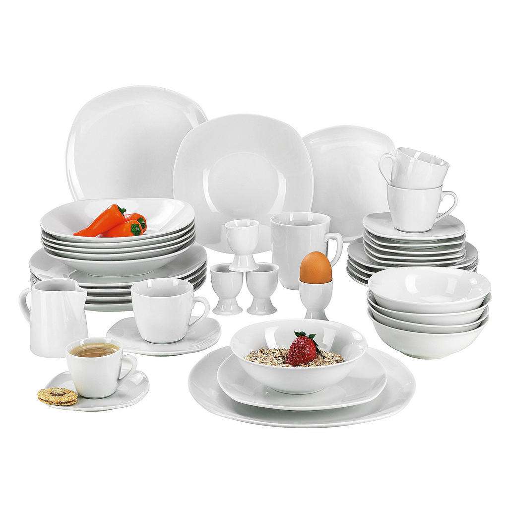 XXXL Porzellan KOMBISERVICE 62-teilig, Weiß