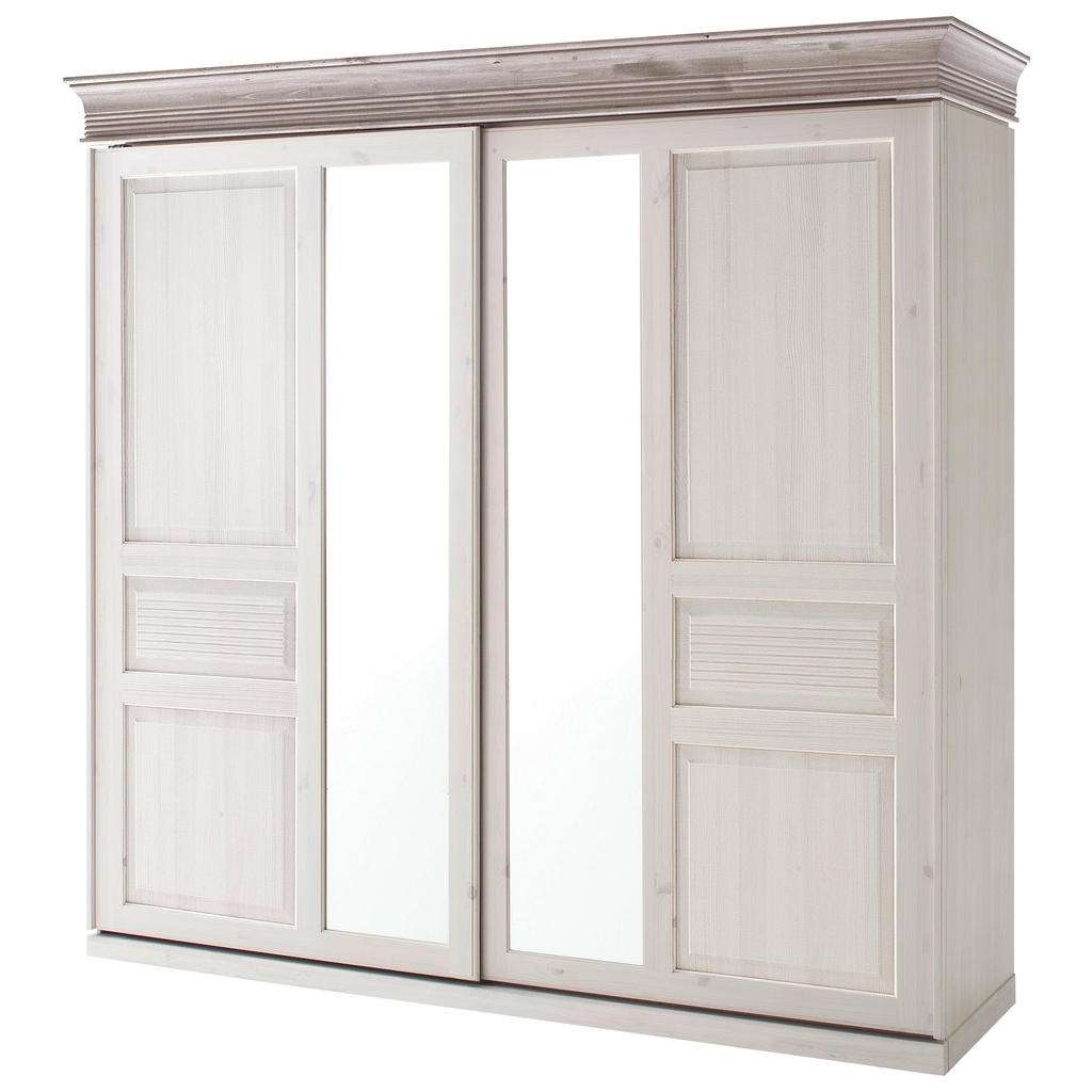 Carryhome SCHWEBETÜRENSCHRANK 2-türig Kiefer massiv Weiß