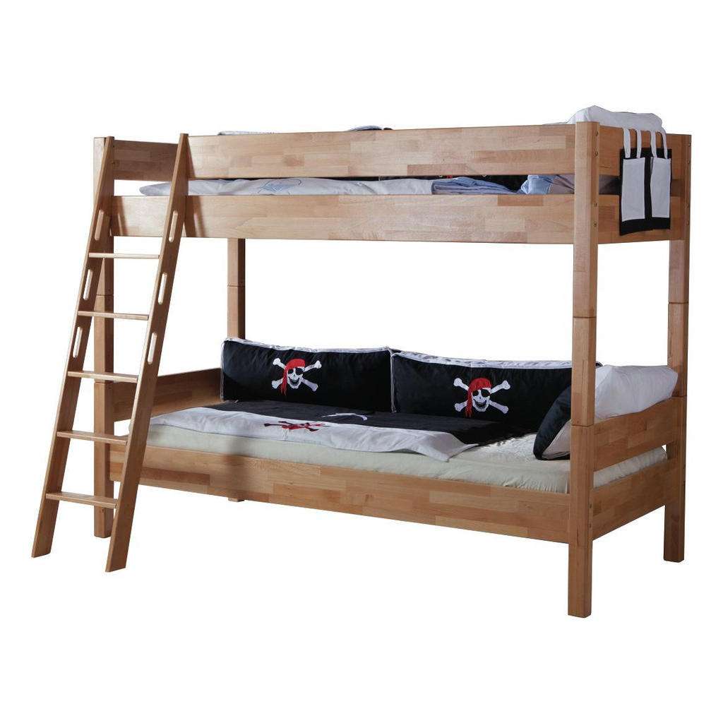 XXXL ETAGENBETT Buche massiv 90/200 cm Mehrfarbig