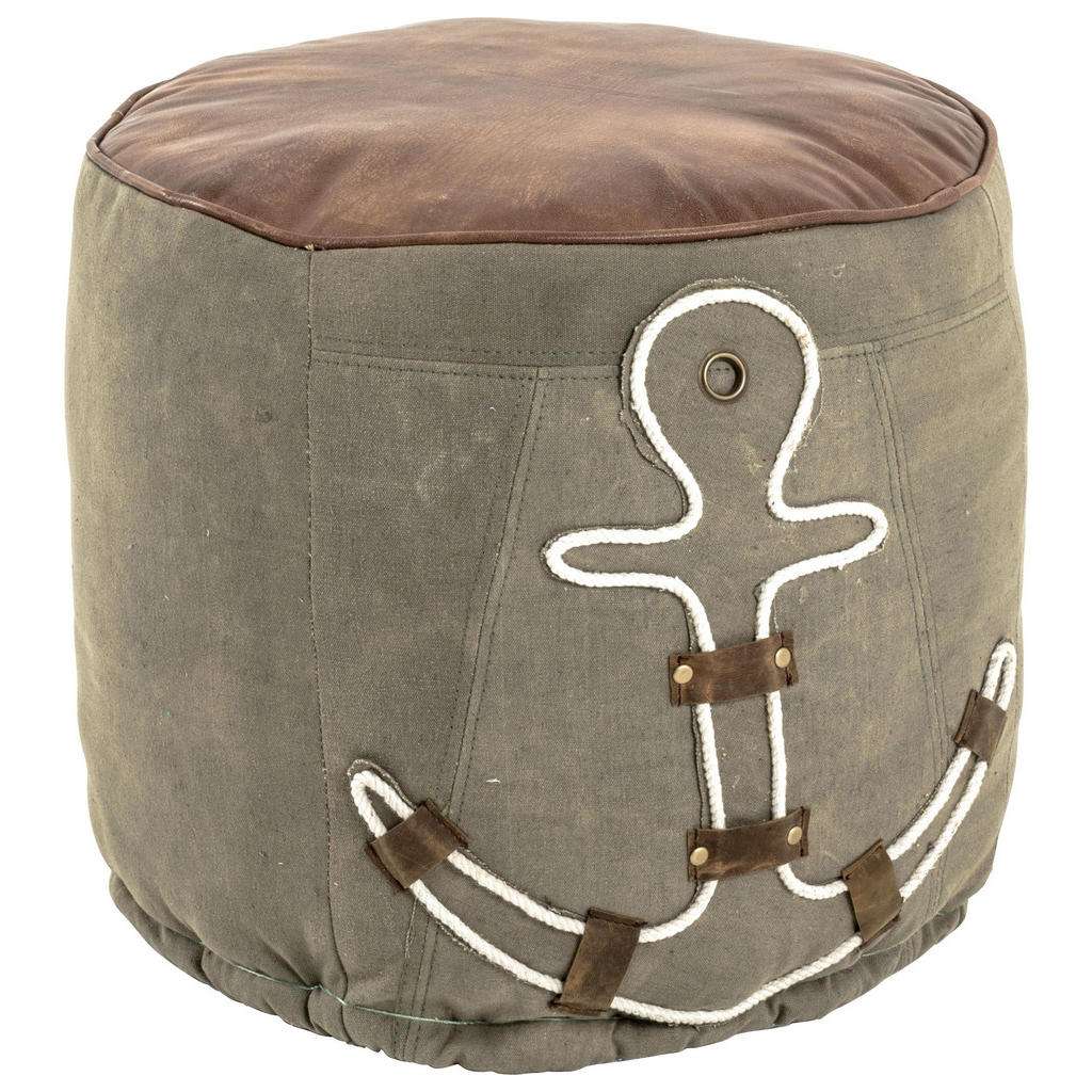 XXXL HOCKER Leinwand, Flachgewebe Echtleder Mehrfarbig