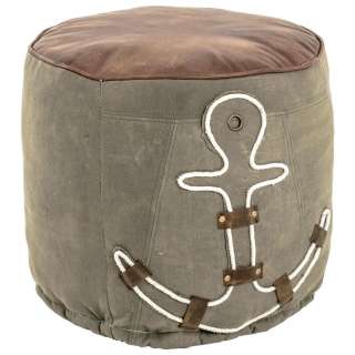 XXXL HOCKER Leinwand, Flachgewebe Echtleder Mehrfarbig