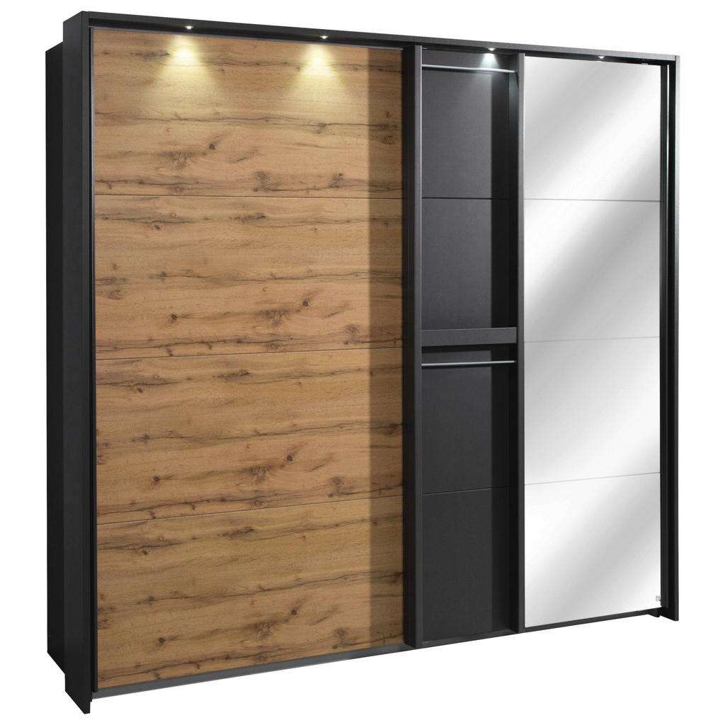 Carryhome SCHWEBETÜRENSCHRANK 2-türig Grau, Braun