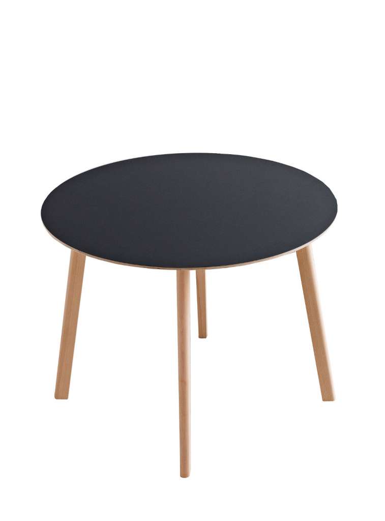 HAY - Copenhague Deux CPH 220 Tisch - Platte hellgrau - Gestell Eiche matt lackiert - Ø 98 cm - indoor