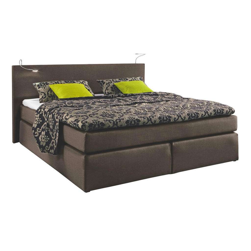 Carryhome BOXSPRINGBETT Flachgewebe 140/200 cm INKL. Matratze, Topper, Braun