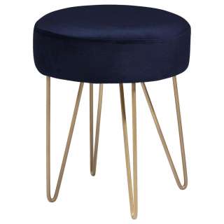 Xora HOCKER Samt Gold, Blau