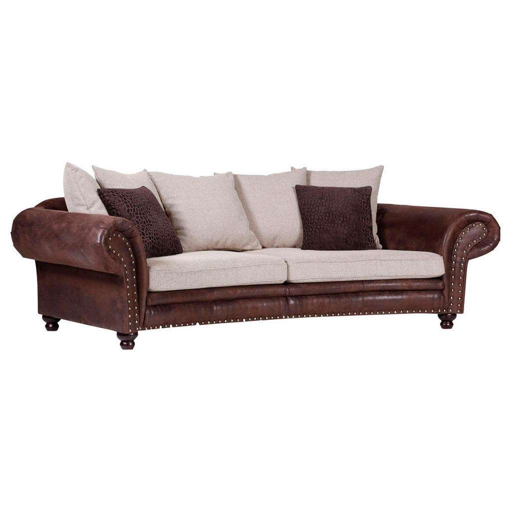 Landscape MEGASOFA Lederlook, Webstoff braun, Beige