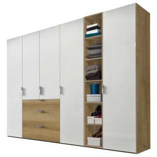 Hom`in KLEIDERSCHRANK 5-türig Weiß, Braun