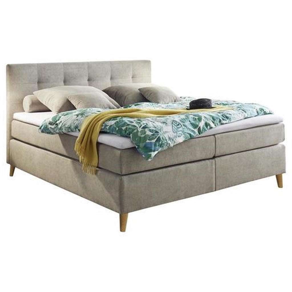 Carryhome BOXSPRINGBETT 180/200 cm INKL. Matratze, gepolstertes Kopfteil, Topper, Beige