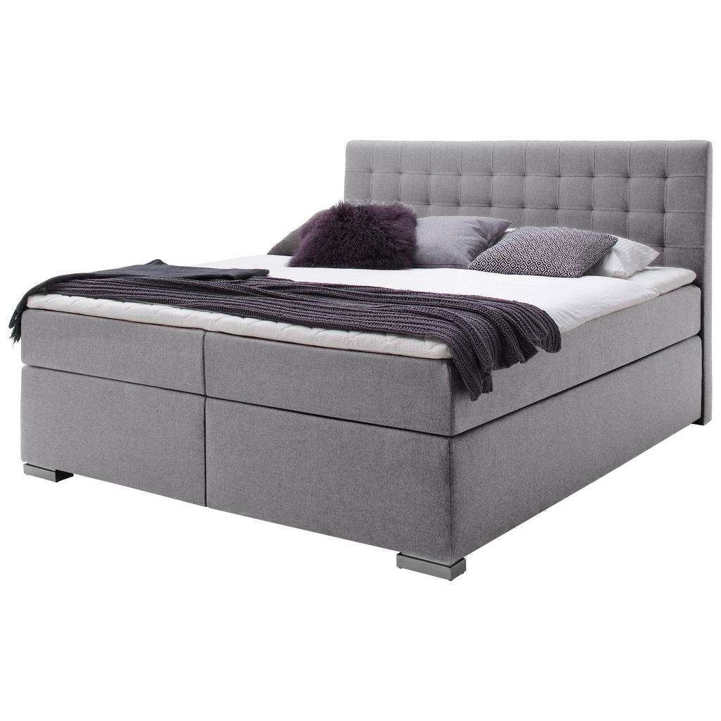 Novel BOXSPRINGBETT Flachgewebe 180/200 cm INKL. Matratze, Bettkasten, Grau