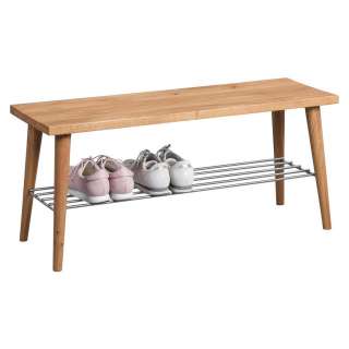 XXXL GARDEROBENBANK Wildeiche massiv Braun