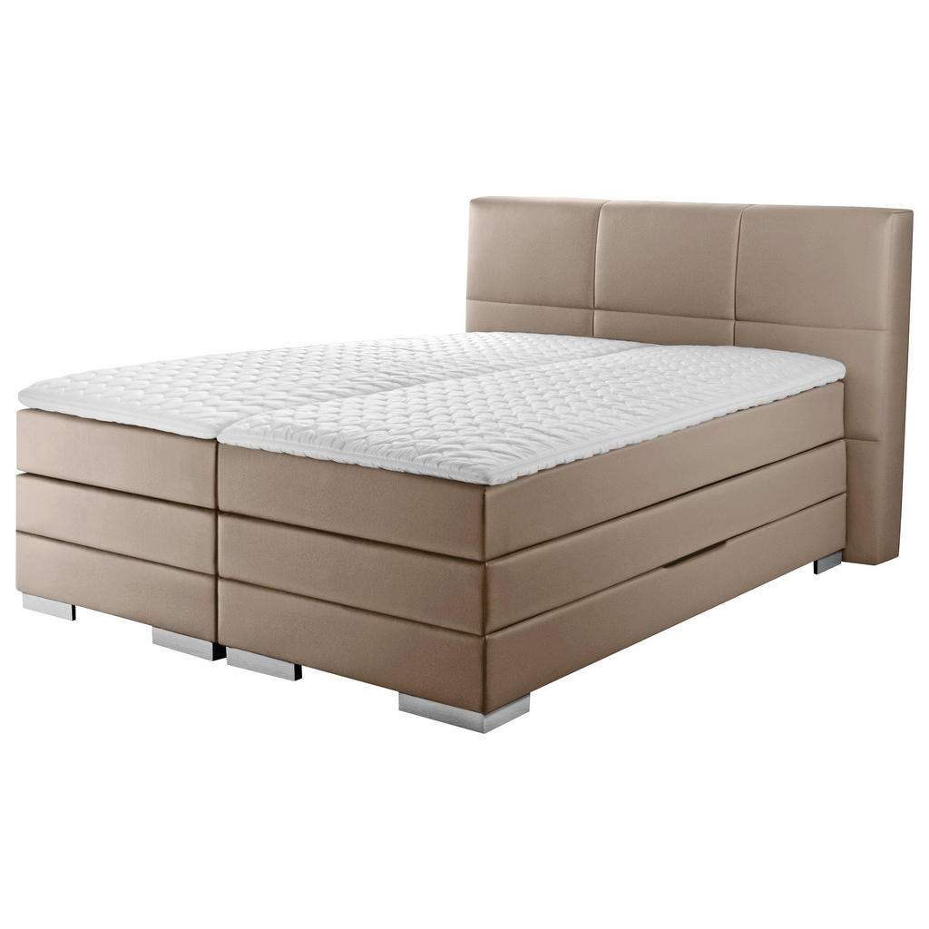 Novel BOXSPRINGBETT 'PRINZ' H3 Lederlook 120/200 cm INKL. Matratze, gepolstertes Kopfteil, Topper, Grau