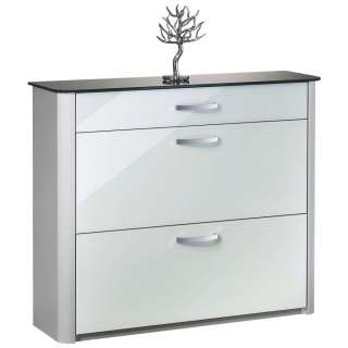 Moderano SCHUHSCHRANK Weiß, Silber