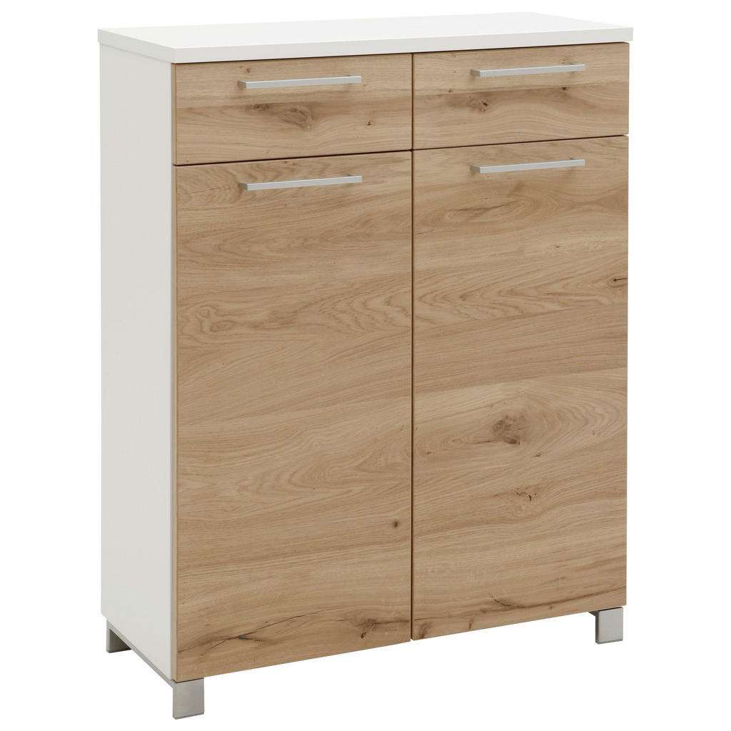 Dieter Knoll SCHUHSCHRANK Balkeneiche furniert lackiert Weiß, Braun