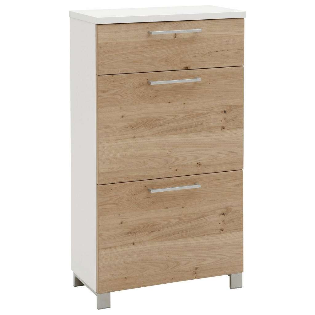 Dieter Knoll SCHUHSCHRANK Balkeneiche furniert lackiert Weiß, Braun