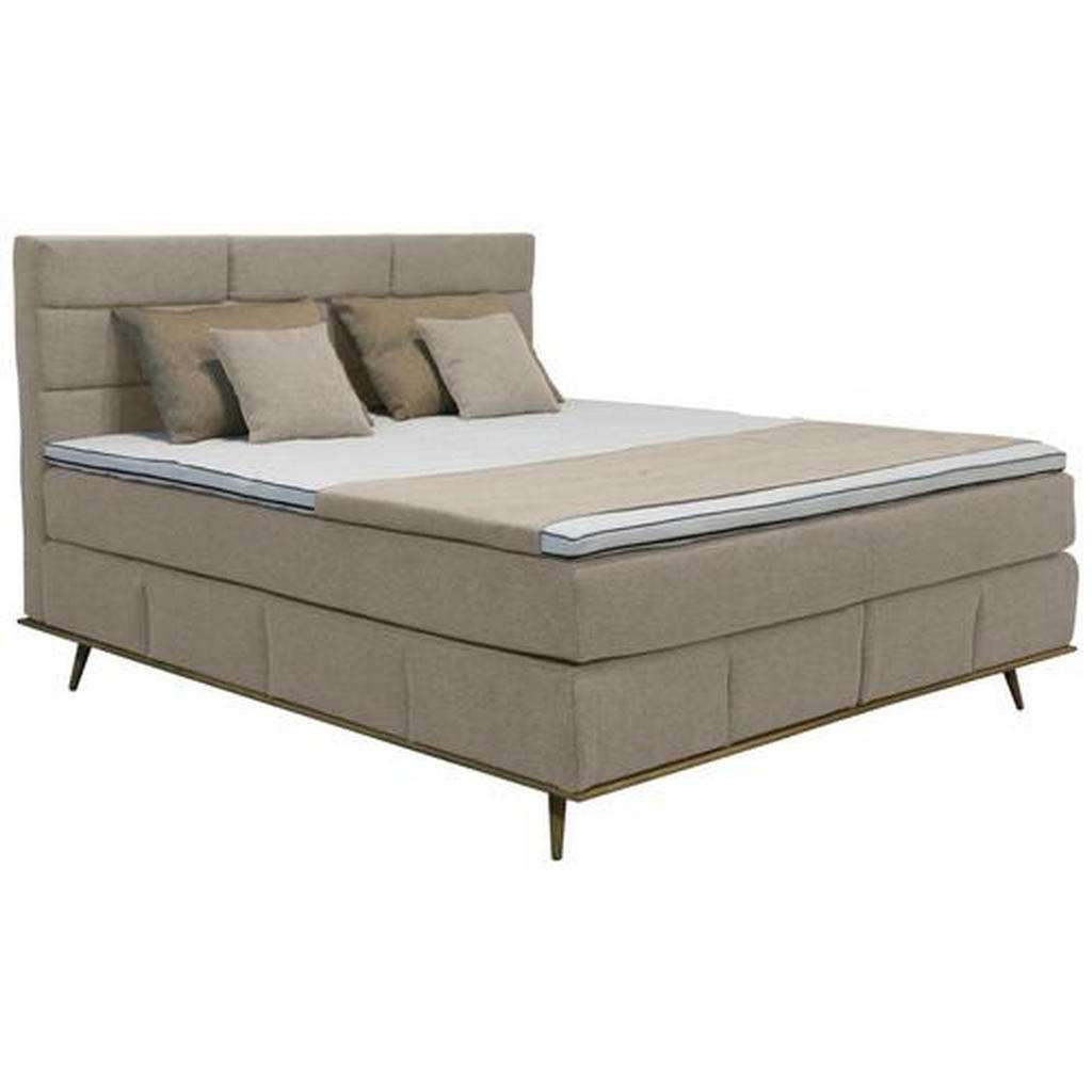 Carryhome BOXSPRINGBETT Mikrofaser 160/200 cm INKL. Matratze, gepolstertes Kopfteil, Topper, Beige