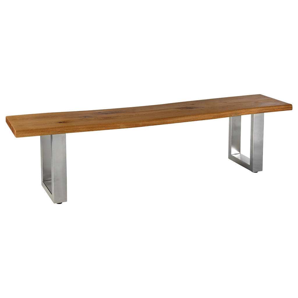 Linea Natura SITZBANK Wildeiche massiv Braun, Silber