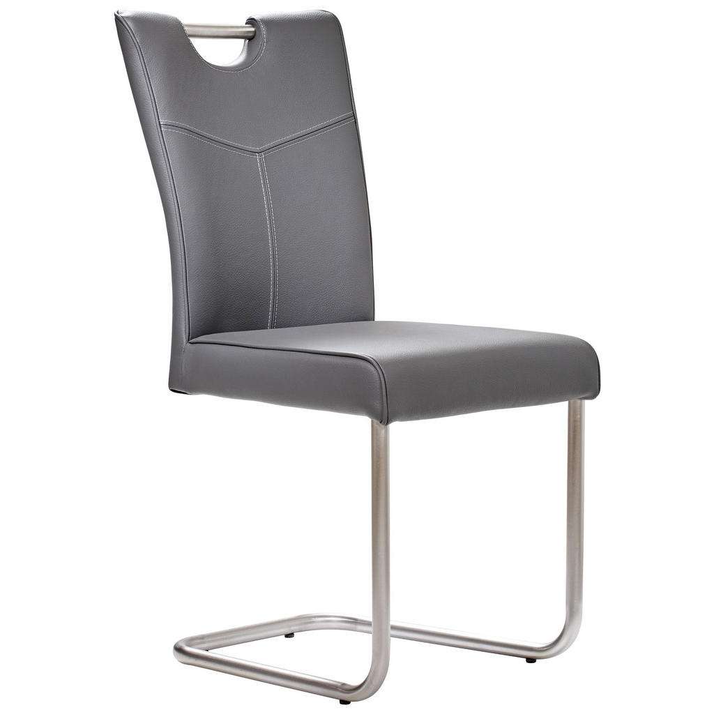 Valdera SCHWINGSTUHL Echtleder Grau, Silber