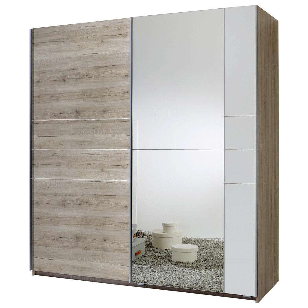 Carryhome SCHWEBETÜRENSCHRANK 2-türig Weiß, Braun